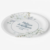 Waterverf romantische bloemetjes bruiloft papieren bordje (Gekanteld)