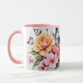 Waterverf Romantische Roze Vlinder Bloem Mok (Links)