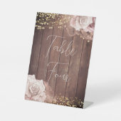 Waterverf Romantische Rozen op Rustic Wood Reclamebord Met Voetstuk (Voorkant)