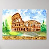 Waterverf Rome Colosseum Poster (Voorkant)