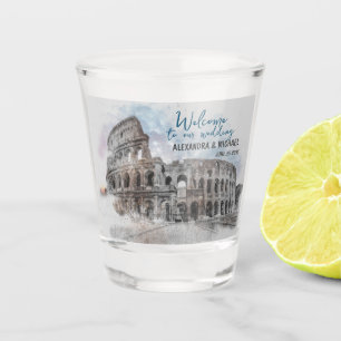 Waterverf Rome, Italië Shot Glass – Artistiek Glas