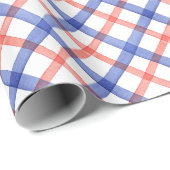 Waterverf Rood & Blauw Plaid Cadeaupapier (Rol Hoek)