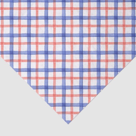 Waterverf Rood & Blauw Plaid Tissuepapier (Detail)