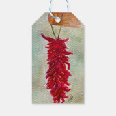 Waterverf Rood Chili Ristra New Mexico Cadeaulabel (Achterkant)