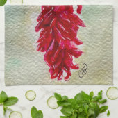 Waterverf Rood Chili Ristra New Mexico Theedoek (Gevouwen)