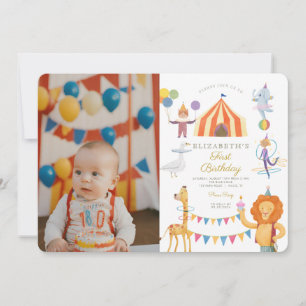 Waterverf Rood Circus Foto Carnaval Baby Verjaarda Kaart