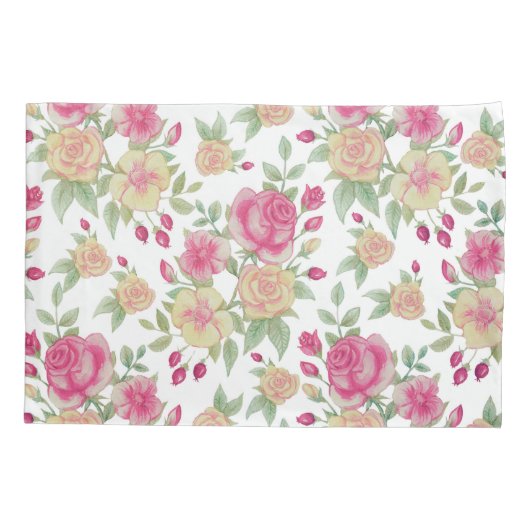 Waterverf rood en geel rozen | kussensloop (Achterkant-Links)