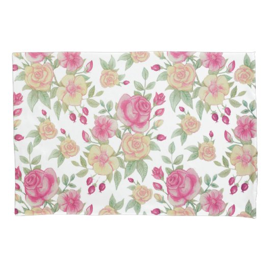 Waterverf rood en geel rozen | kussensloop (Voorkant-Links)