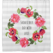 Waterverf Rood en roze bloemen Grote cirkel Douchegordijn (Voorkant)