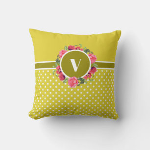 Waterverf Rood en roze bloemen Grote cirkel Kussen