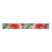 Waterverf Rood en Roze Hibiscus Tropische bladeren Lint (Voorkant)