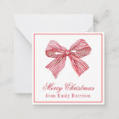 Waterverf Rood en Wit Gestreepte Boog Notitiekaartje (Voorkant)