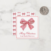 Waterverf Rood en Wit Gestreepte Boog Notitiekaartje (Voorkant / Achterkant in situ)