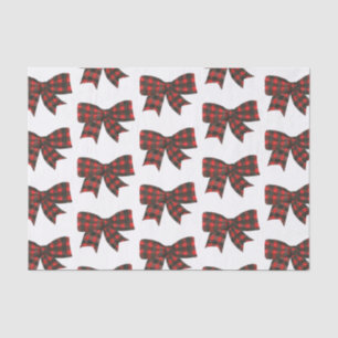Waterverf Rood en Zwart Buffel Plaid Bow Tissuepapier