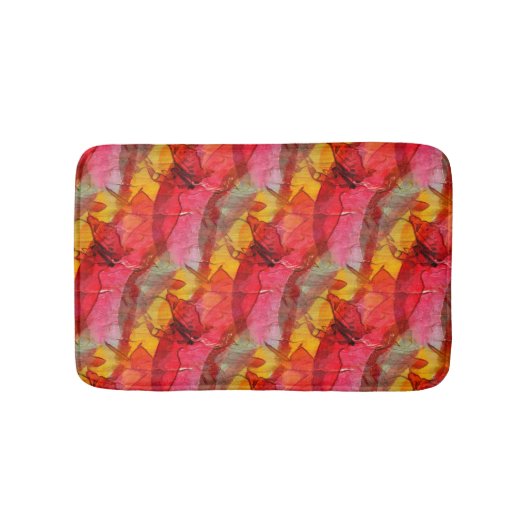 Waterverf rood geel badmat (Voorkant)
