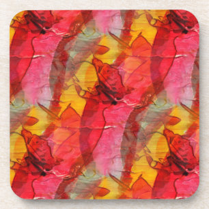 Waterverf rood geel bier onderzetter