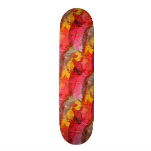 Waterverf rood geel skateboard