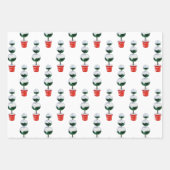 Waterverf Rood & Groen Kerstmis Topiary Inpakpapier Vel (Voorkant)