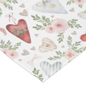 Waterverf  Rood hart en Roos Medium Tafelloper (Hoek)