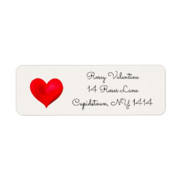Waterverf rood hart retour adres label