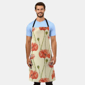 Waterverf rood klaproos patroon. schort (Gedragen)