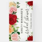 Waterverf Rood Oranje Rozen Bruidsdouche Welkom Spandoek (Verticaal)