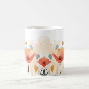 Waterverf rood papaver schilderij koffiemok