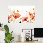 Waterverf rood papaver schilderij poster (Thuiskantoor)