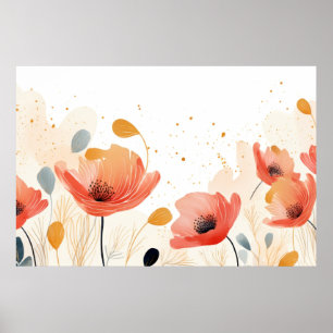 Waterverf rood papaver schilderij poster