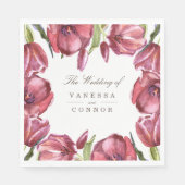 Waterverf rood Poppies en uw namen bruiloft Servet (Voorkant)