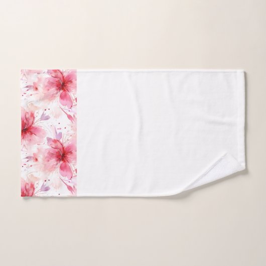 Waterverf Rood Roze Bloemen Lente Bloemmotief Bad Handdoek (Handdoek)