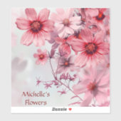 Waterverf Rood Roze Bloemen Sticker (Vel)
