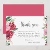 Waterverf Rood Roze Blush Groen Botanisch Bedankkaart (Voorkant / Achterkant)