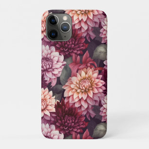 Waterverf Rood Roze Dahlia Patroon Ontwerp iPhone 11 Pro Hoesje