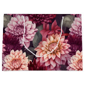 Waterverf Rood Roze Dahlia Patroon Ontwerp Groot Cadeauzakje (Voorkant)