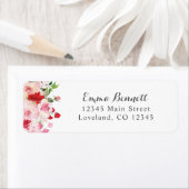 Waterverf Rood Roze Rozen Retouradreslabels Etiket (Insitu)