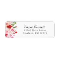Waterverf Rood Roze Rozen Retouradreslabels