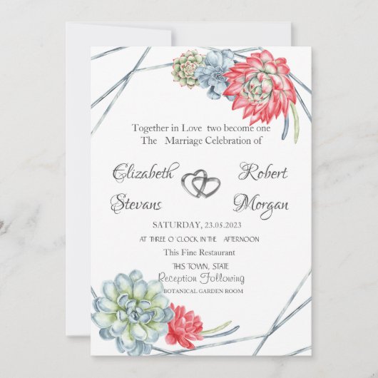 Waterverf Rood Succulent Kaart (Voorkant)