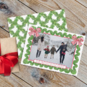 Waterverf Rood & Wit Boog Garland Foto Feestdagenkaart