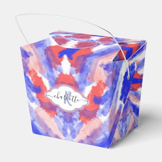 Waterverf rood, wit en blauw |Monogram |Abstract Bedankdoosjes (Achterkant)