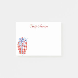 Waterverf Rood & Wit Gingham Bow Ginger Jar Post-it® Notes