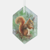 Waterverf Roodeekhoorn Dierenbescherming Glas Ornament (Voorkant links)