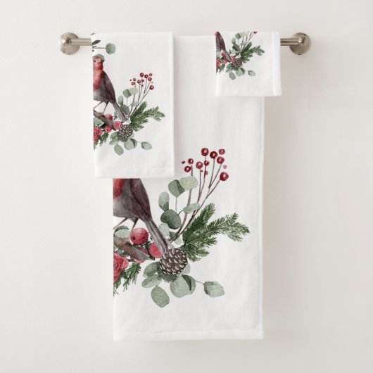 Waterverf Roodkardinaal vogel Wreate Bad Handdoek (Insitu)