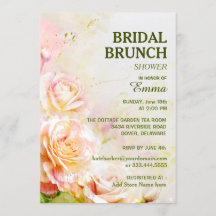 Waterverf Roos Bloemen Bruids Brunch Douche