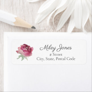 Waterverf Roos Elegant Return Address Label