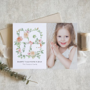 Waterverf Roos en Groene Foto Valentijnsdag Briefkaart