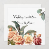 Waterverf  roos feestdagenkaart (Voorkant / Achterkant)