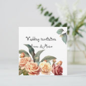 Waterverf  roos feestdagenkaart (Staand voorkant)