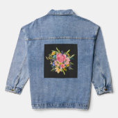 Waterverf Roos Floral Bouquet Denim Jacket (Achterkant)