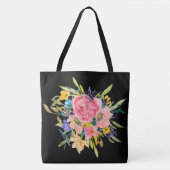 Waterverf Roos Floral Bouquet Draagtas (Voorkant)
